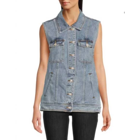 AMANDA UPRICHARD Jackets & Blazers - NEW AMANDA UPRICHARD rhinestone embellished button greyson denim vest in blue